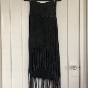 T Party Fringe Skirt BLK & Gray